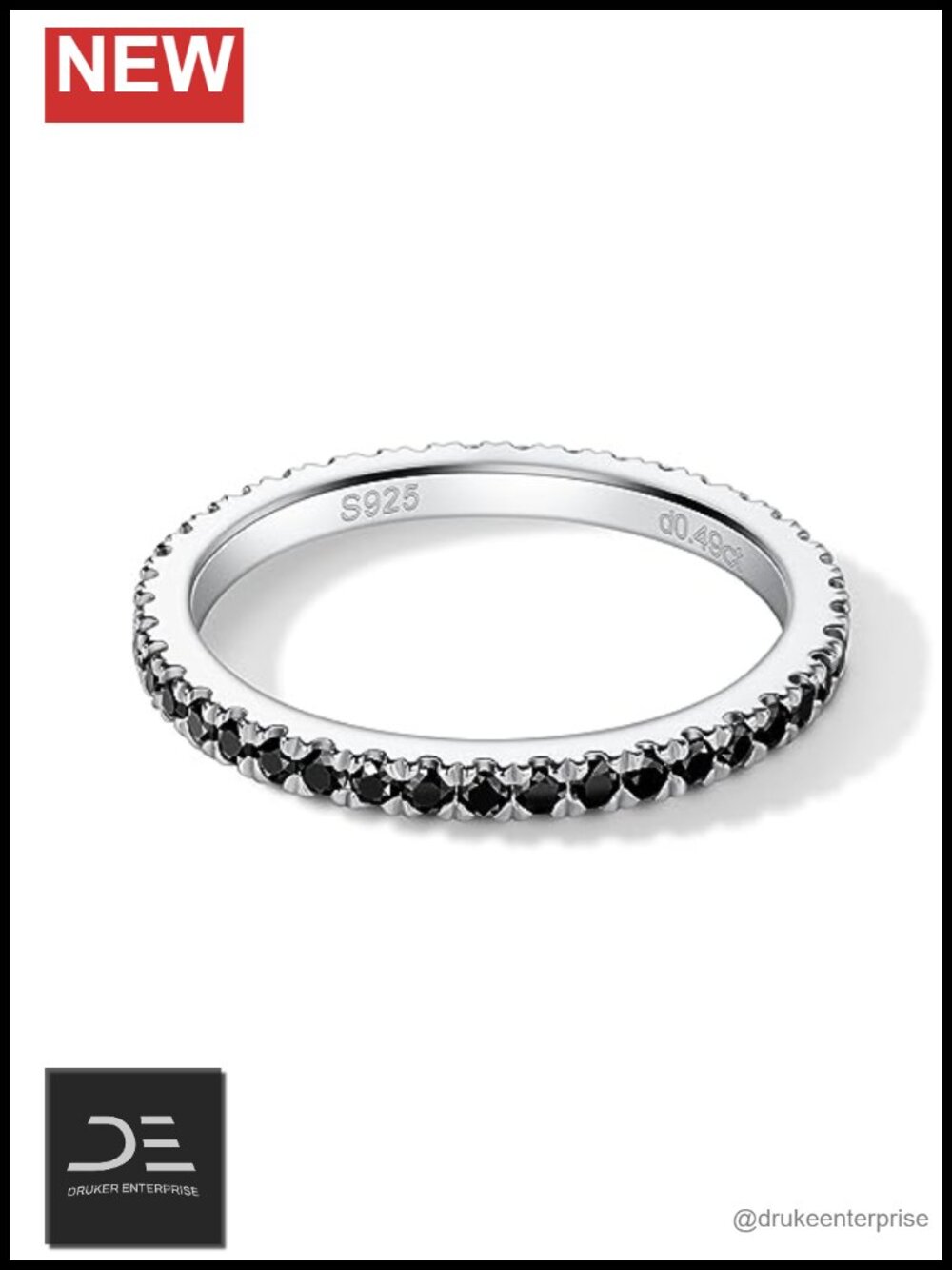 Moissanite Eternity Ring White Gold Plated Sterling Silver Band Stackable